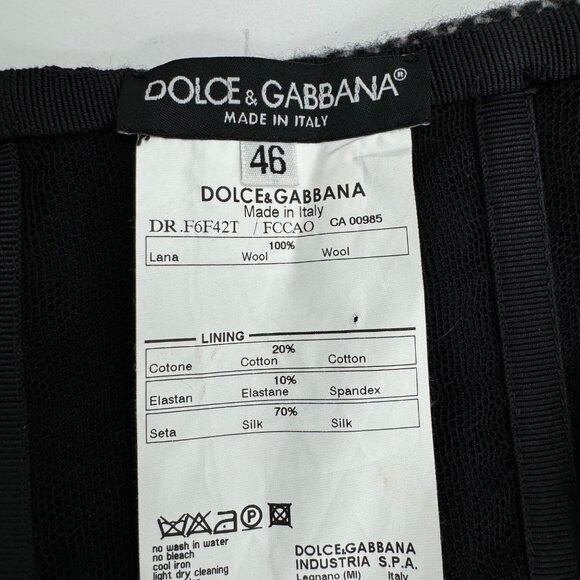 Dolce & Gabbana Midi Wool Strapless Dress Size 46 or US 10 - Picture 5 of 14